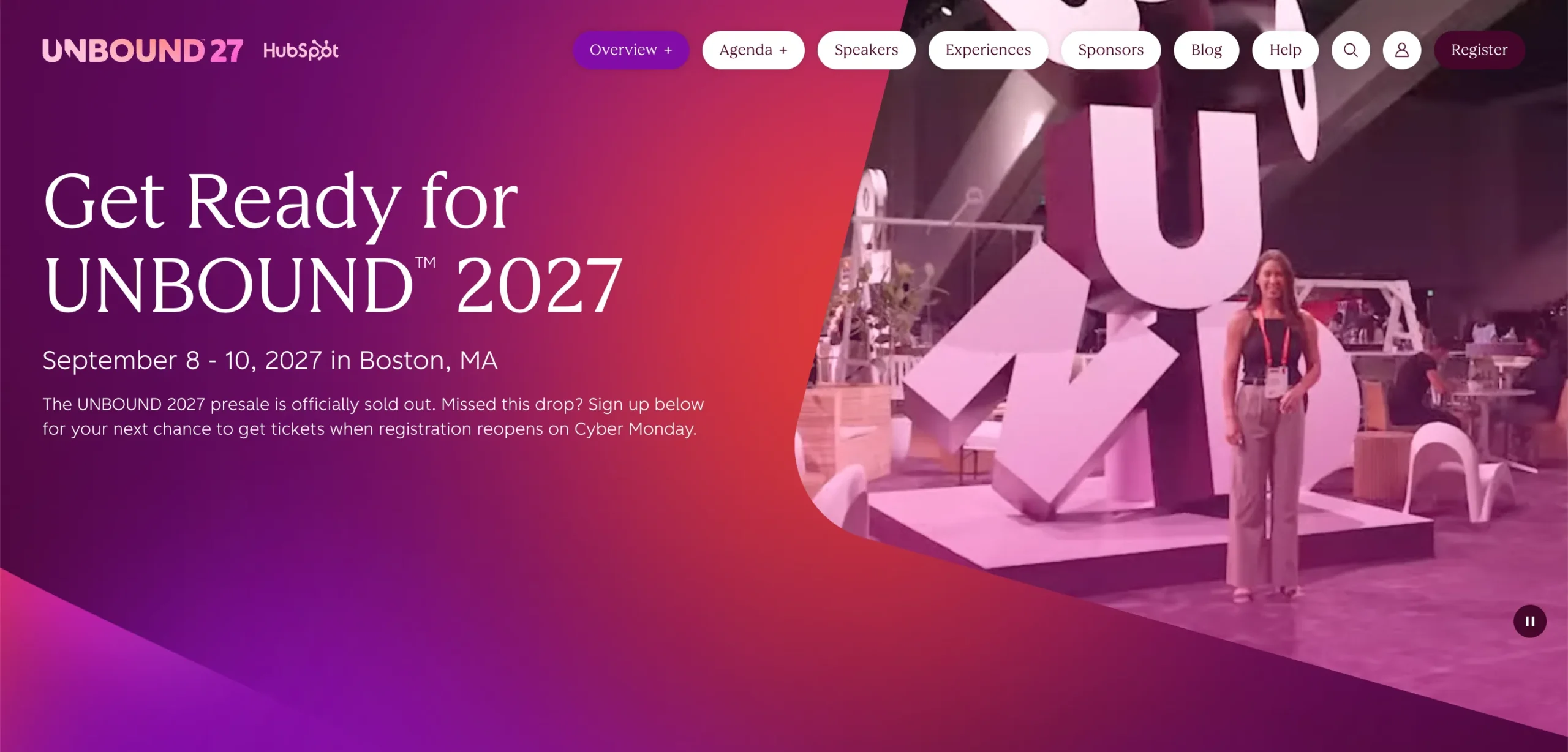 HubSpot UNBOUND conference website