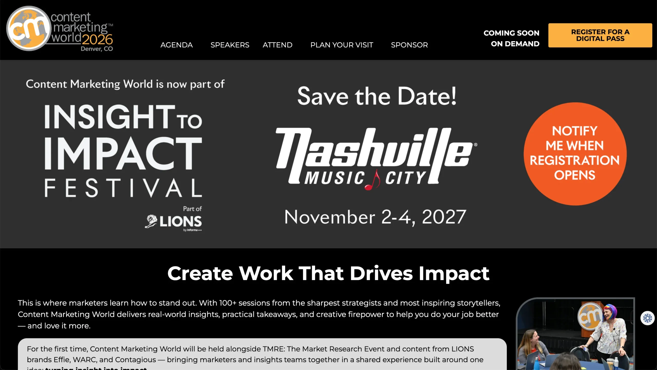 Content Marketing World conference website